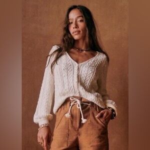 Sezane Beryl Cardigan 100% Cotton - ECRU size XXS